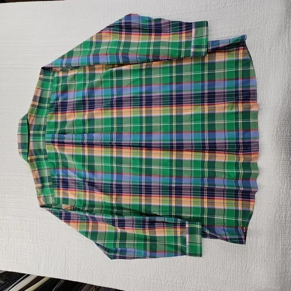 NEW Polo Ralph Lauren Classic Twill Shirt 3XB Green Plaid Blue Pony NWT MSRP$125